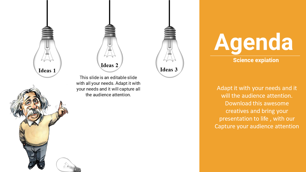 Free - Powerpoint Agenda Slide Template with bulb design
